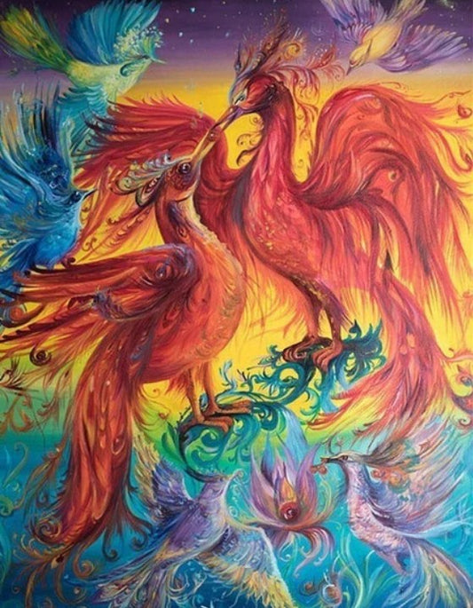Amazing Phoenix Pair & Birds Diamond Painting