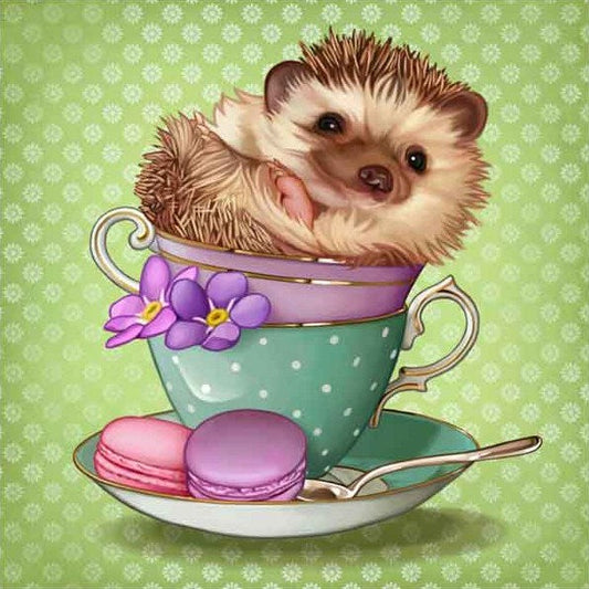 Baby Hedgehog in a Cup Diamond Painting