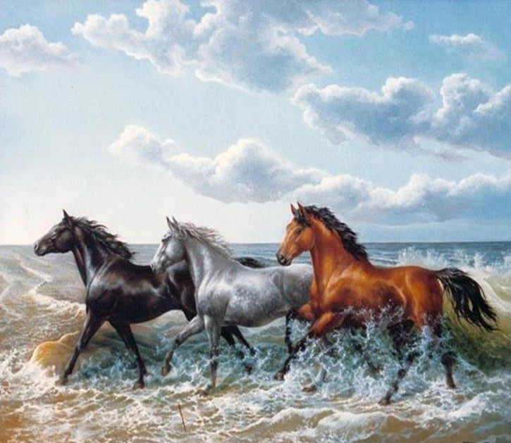 Black, Grey & Brown Horses Diamond Painting
