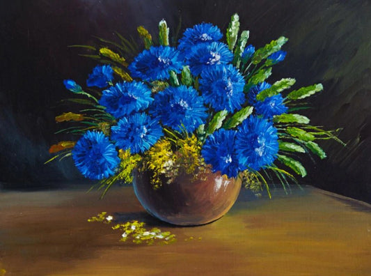Blue Flowers Vase Diamond Painting Kit