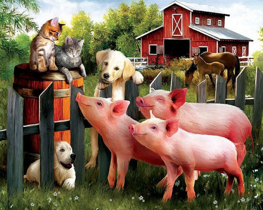 Cats, Dogs, Pigs & Horses Diamond Painting