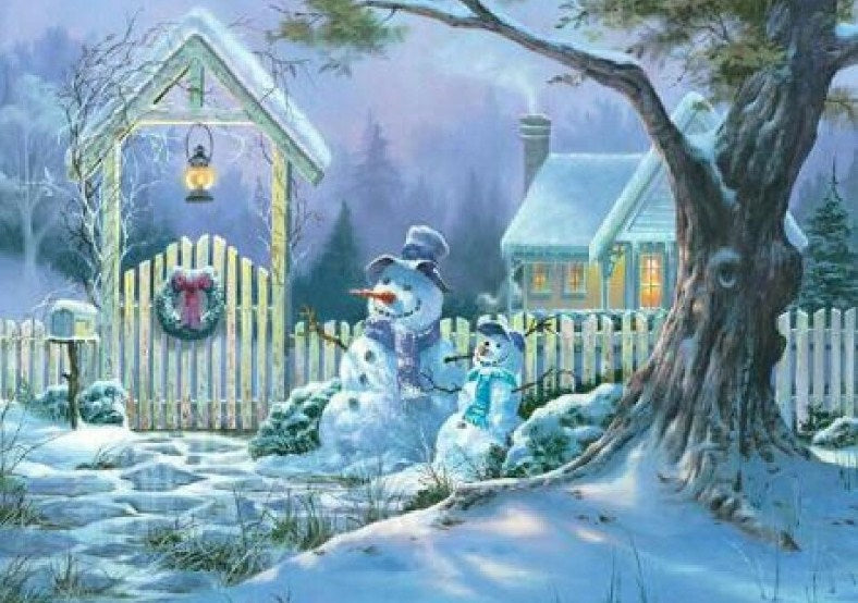 Christmas Eve & Snow Men Paint by Diamonds