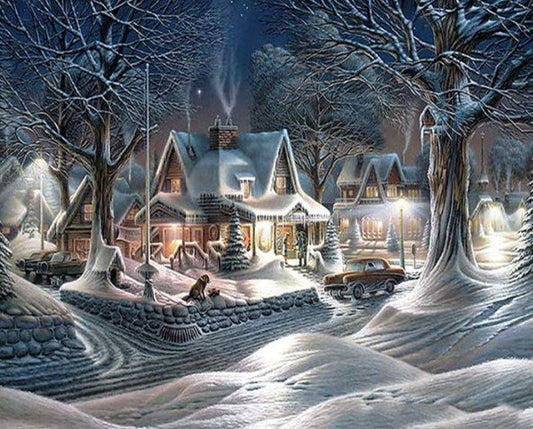 Christmas Season Snow Scene Diamond Painting