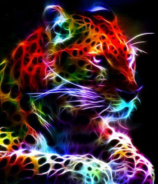 Colorful Neon Leopard Paint by Diamonds