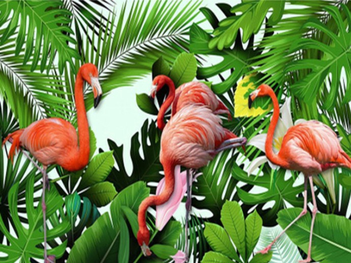 Flamingos & Plants Paint by Diamonds