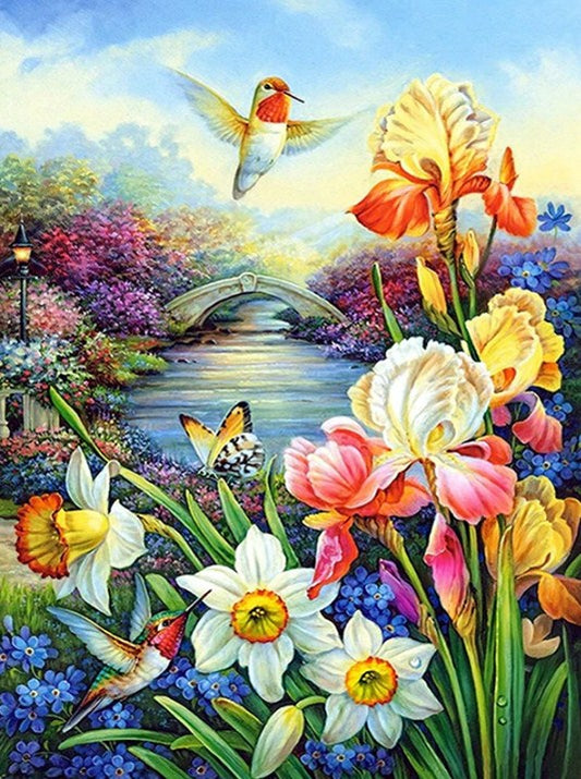 Flowers & Humming Birds Paint by Diamonds