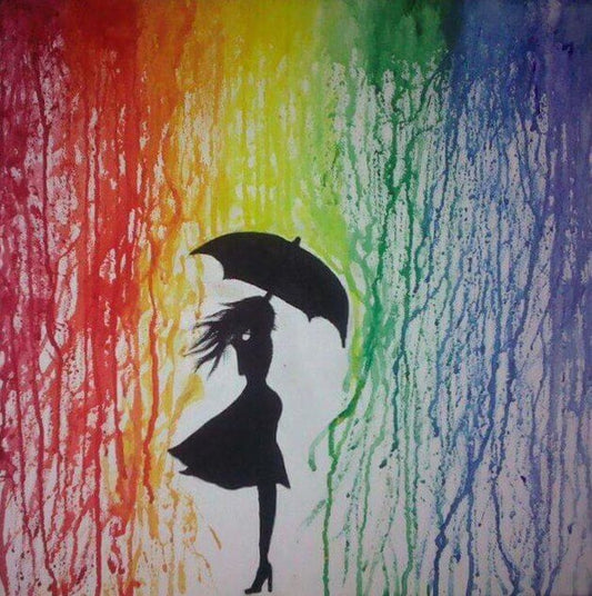 Girl in Rain Paint by Diamonds