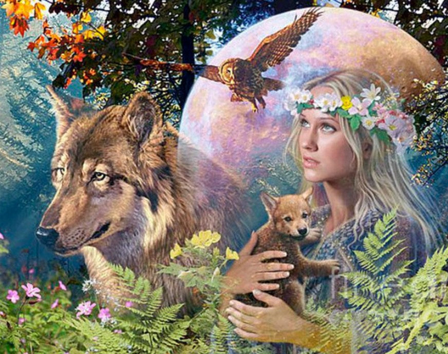 Goddess of the Wolves Paint by Diamonds