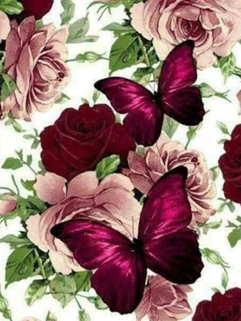 Gorgeous Butterflies & Roses Diamond Painting