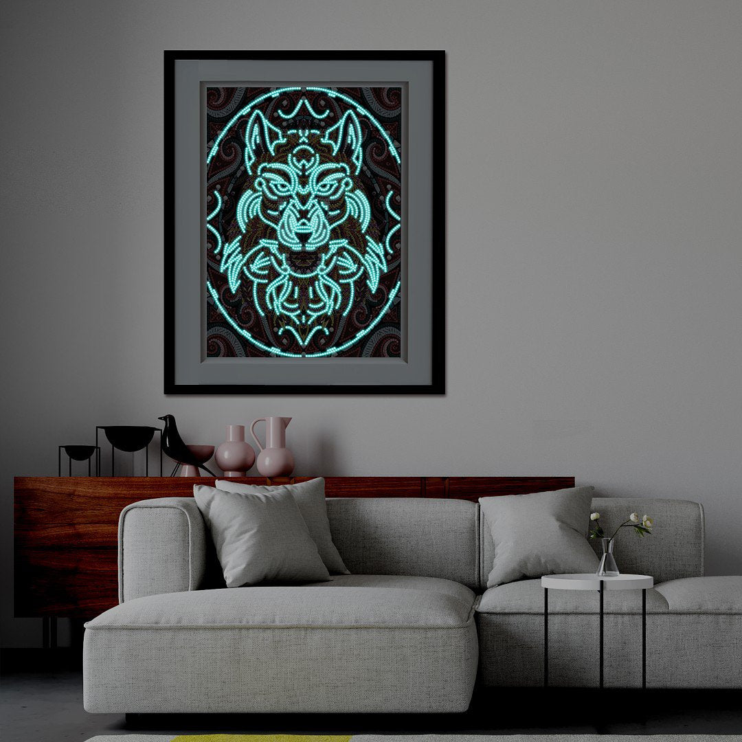 Lichtgevende alfawolf speciaal diamond painting