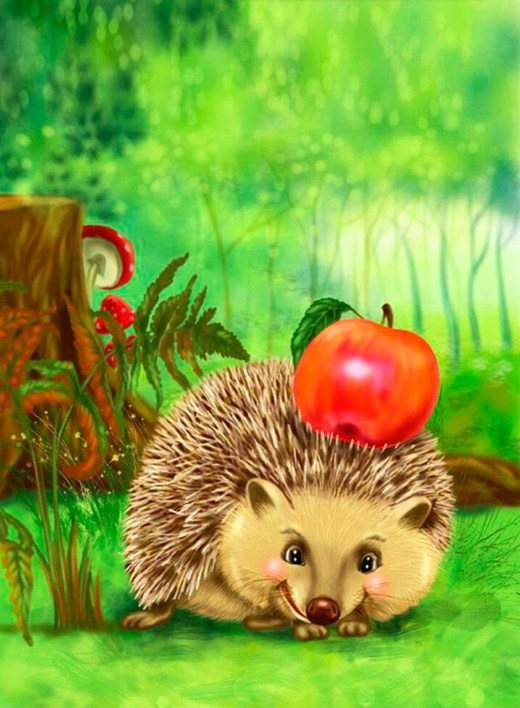 Happy Cartoon Hedgehog Paint by Diamonds