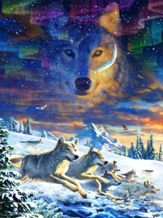 Moonlight Wolf pack Diamond Painting Kit
