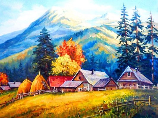 Mountains & Houses Paint by Diamonds