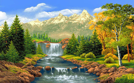 Mountains Stream Paint by Diamonds