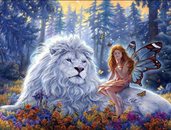 Lion & Fairy Paint by Diamonds