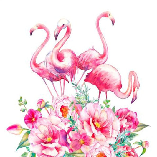 Pink Flamingos & Flowers Paint by Diamonds