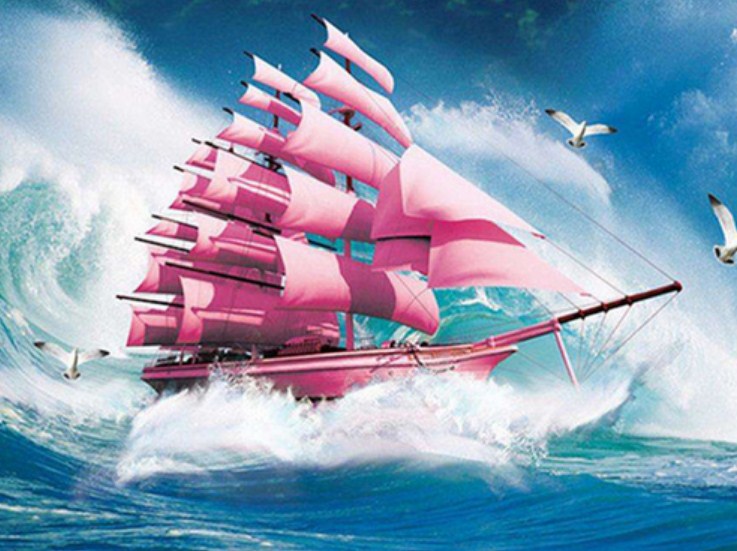 Pink Ship Diamond Painting Kit