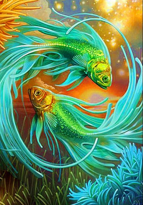 Pisces Fish Paint by Diamonds