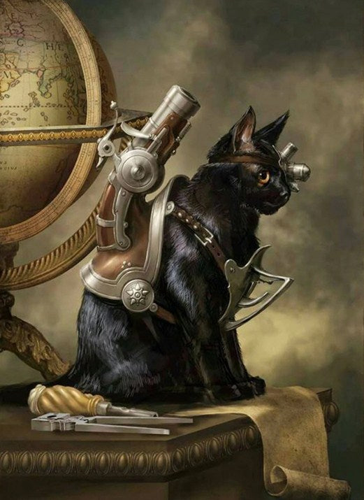 Steampunk Cat and Gun Paint by Diamonds