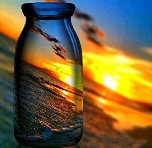Sunset Captured in Glass Bottle Diamond Painting