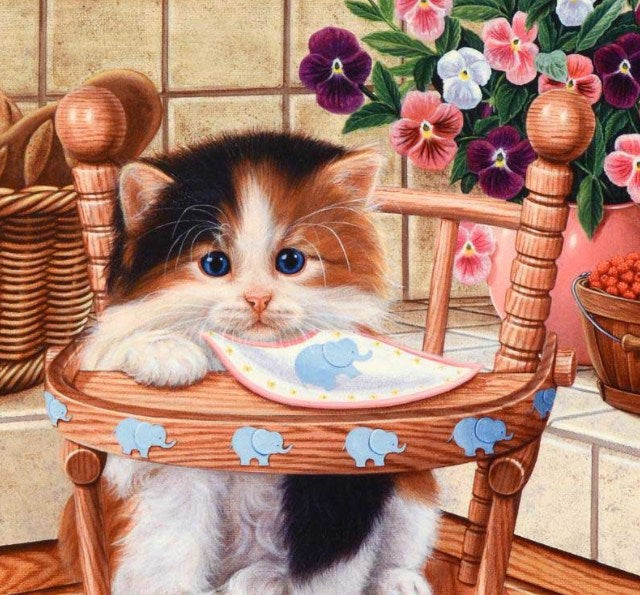 Kitten & Flowers Paint by Diamonds
