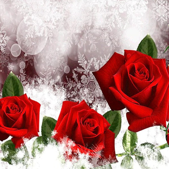Three Red Roses Paint by Diamonds