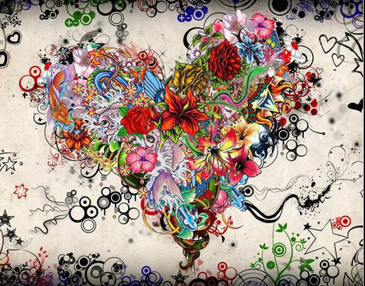 Valentine Floral Heart Paint by Diamonds