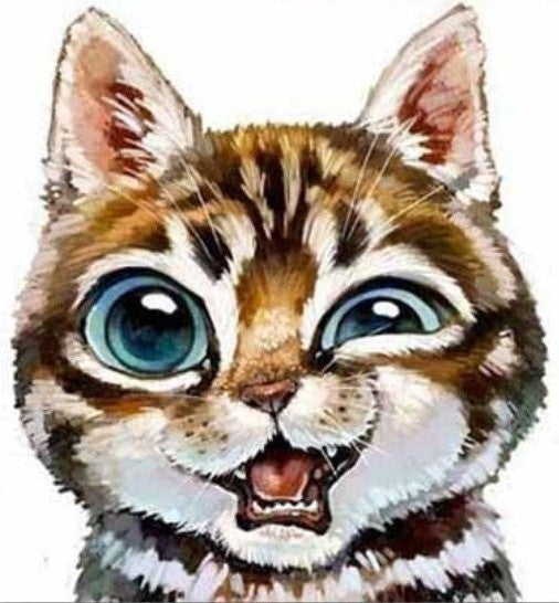 Winking Cat Paint by Diamonds