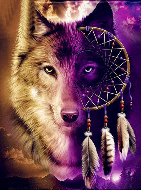 Wolf Dream Catcher Paint by Diamonds