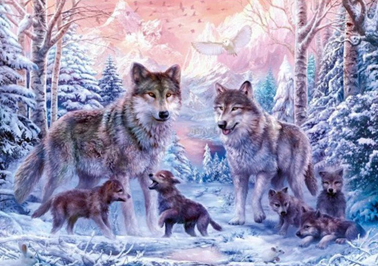 Wolf Vierkante diamanten Painting