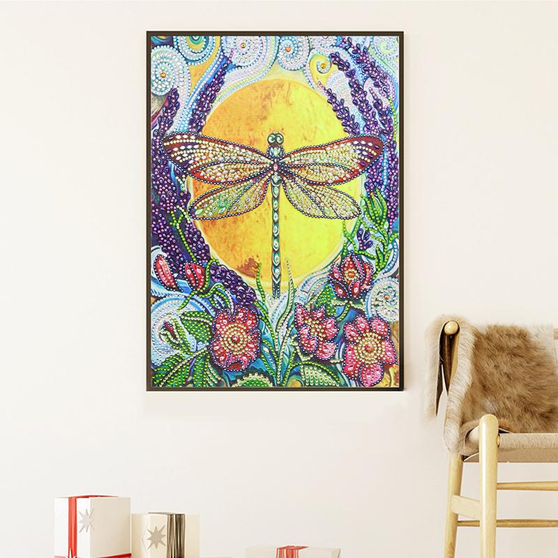 Libelle in de tuin - speciaal diamond painting