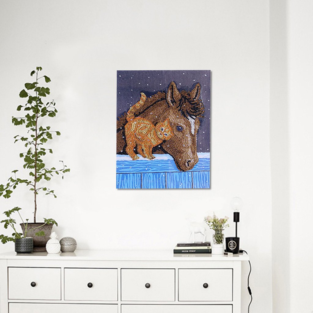 Kattenvriend met paard - speciaal diamond painting