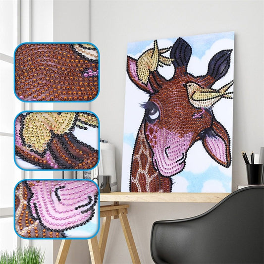 Giraffe Vriendelijk met Vogels - speciaal diamond painting