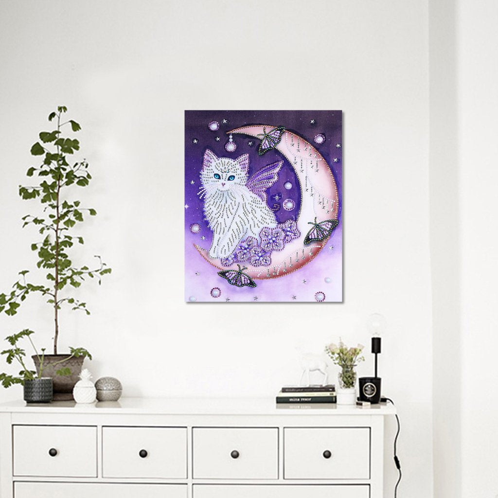 kat bij maan - speciaal diamond painting