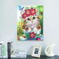 Schattige kat met bloemen - speciaal diamond painting