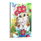Schattige kat met bloemen - speciaal diamond painting