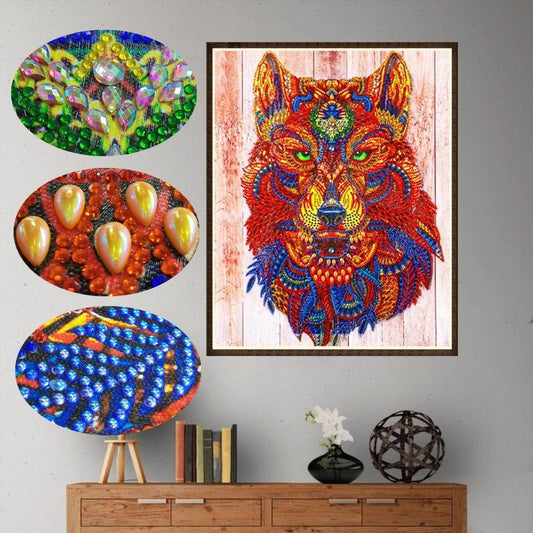 Oude mythische wolf - speciaal diamond painting