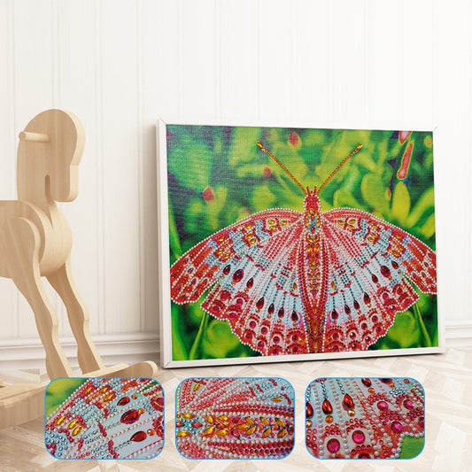 Een rode monarchvlinder - speciaal diamond painting
