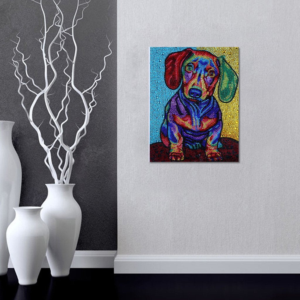 Kleurrijke hond - speciaal diamond painting