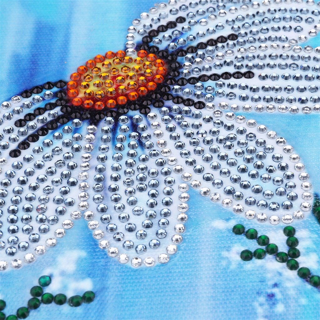 Witte bloemenvaas - speciaal diamond painting
