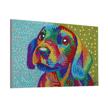 Speciaal gevormde diamond painting kleurrijke hond
