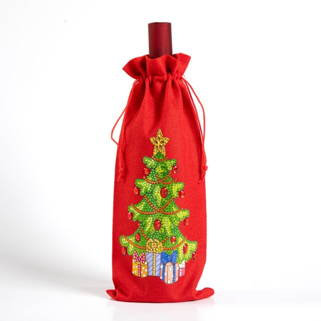 Speciaal gevormde diamond painting Christmas Wine Bottle Cover