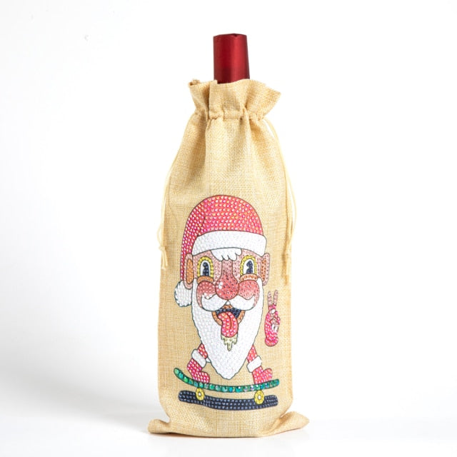 Speciaal gevormde diamond painting Christmas Wine Bottle Cover