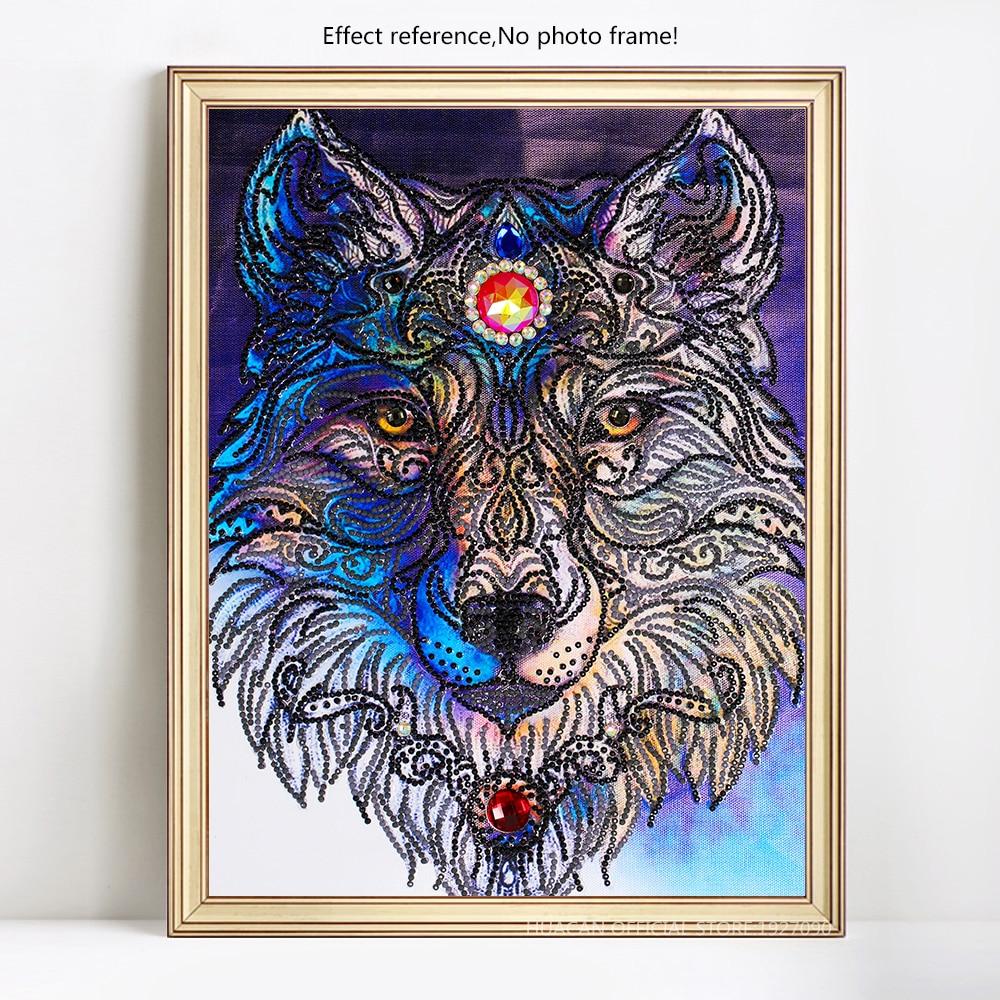 Wolf met steen - speciaal diamond painting